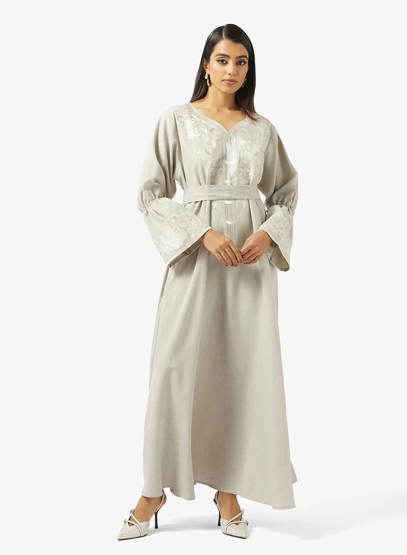 hayas closet  Embroidered Belted Jalabiya for Women | Best Price UAE